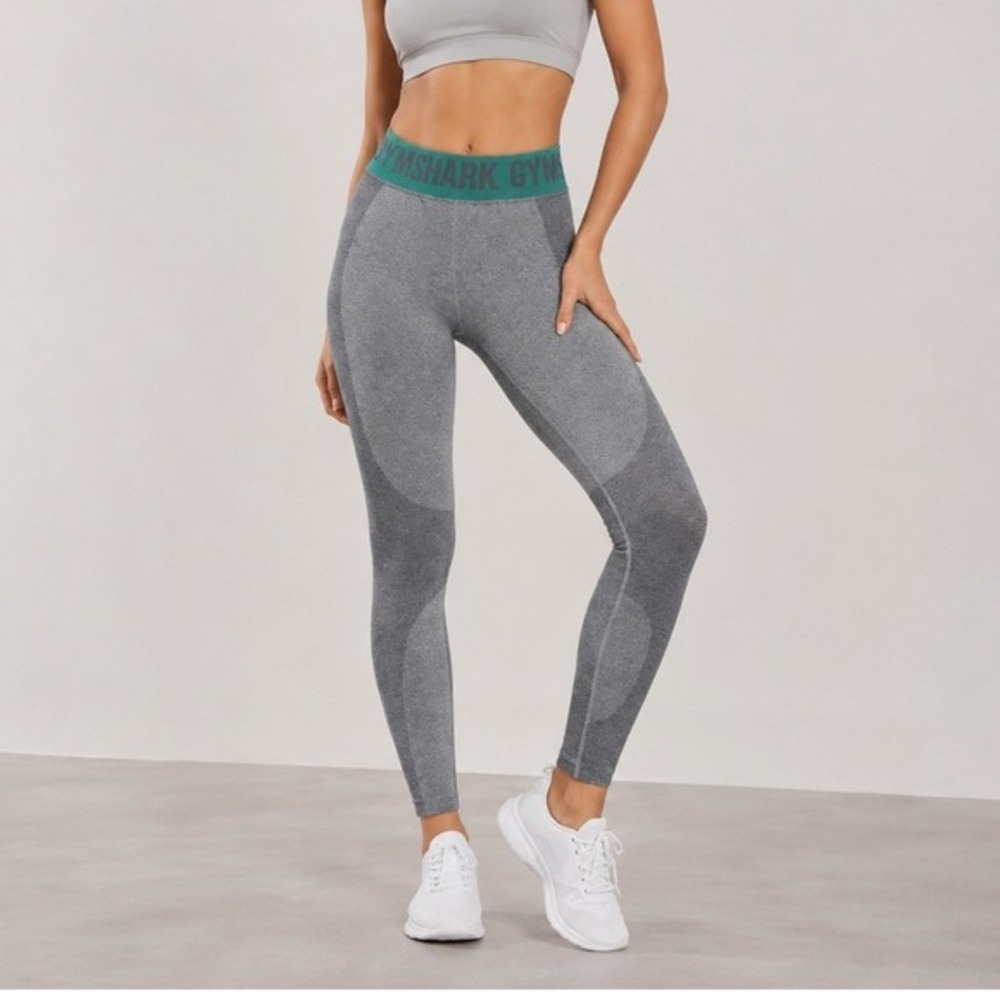 Gymshark Flex Leggings Smokey Grey Marl Light Green Seamless Women's Size Small